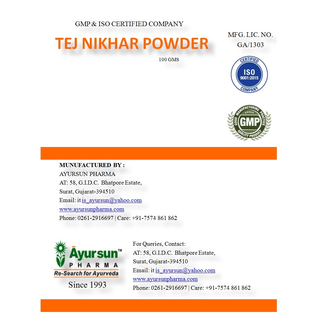 Ayurveda Powder For Dry Skin - Tej Nikhar Powder