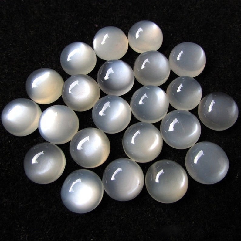 6mm White Moonstone Round Cabochon Loose Gemstones