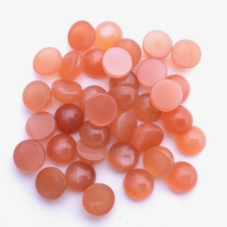3mm Peach Moonstone Round Cabochon Loose Gemstones