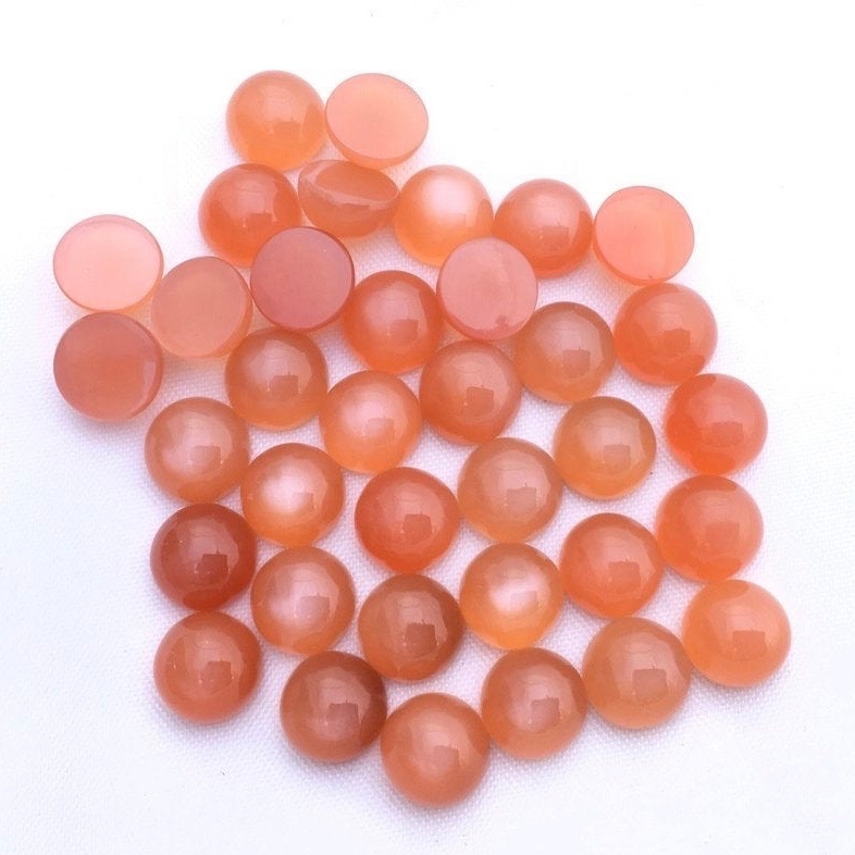 6mm Peach Moonstone Round Cabochon Loose Gemstones