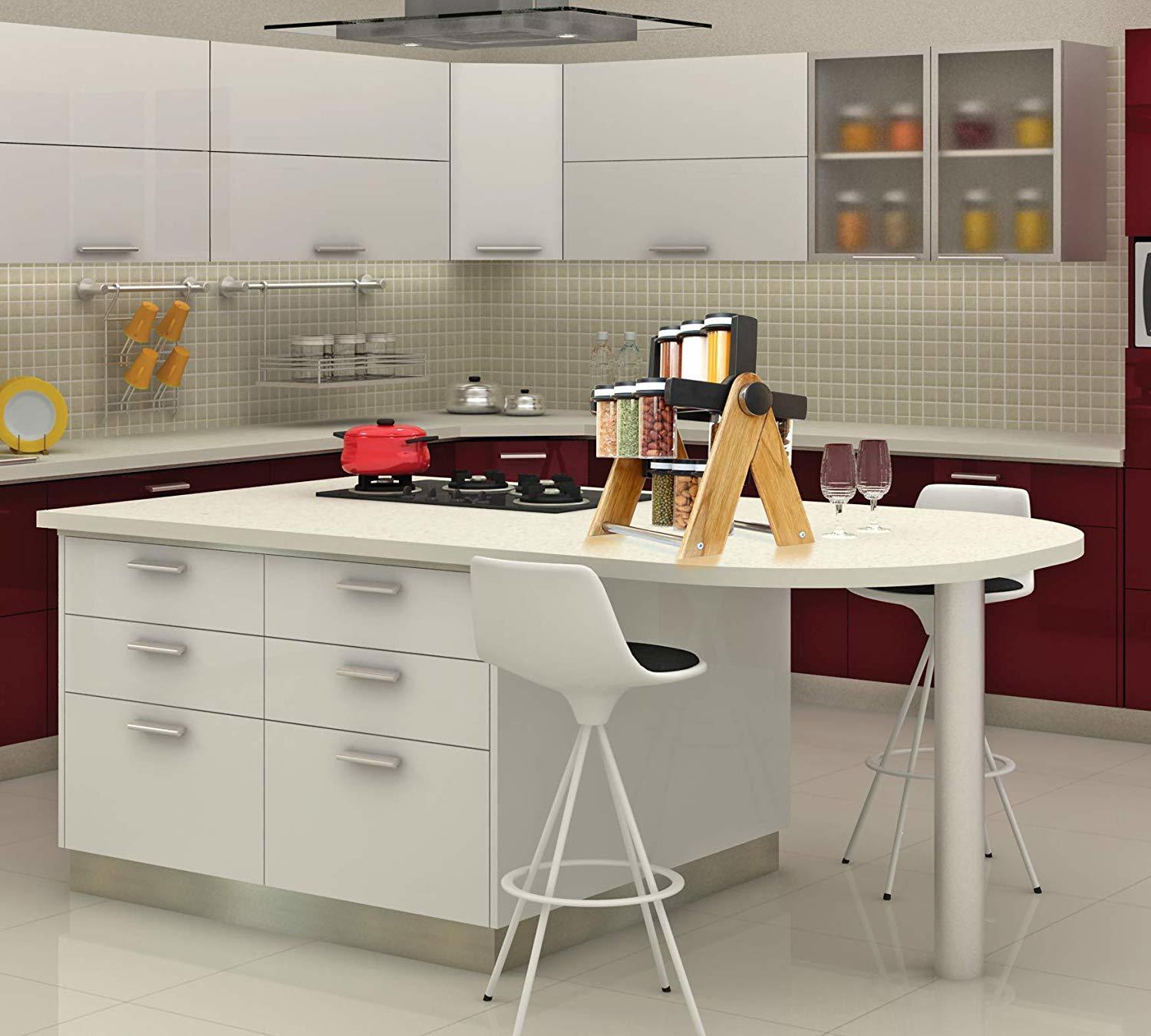 WOODEN WHEEL SPICE RACK 12 JAR