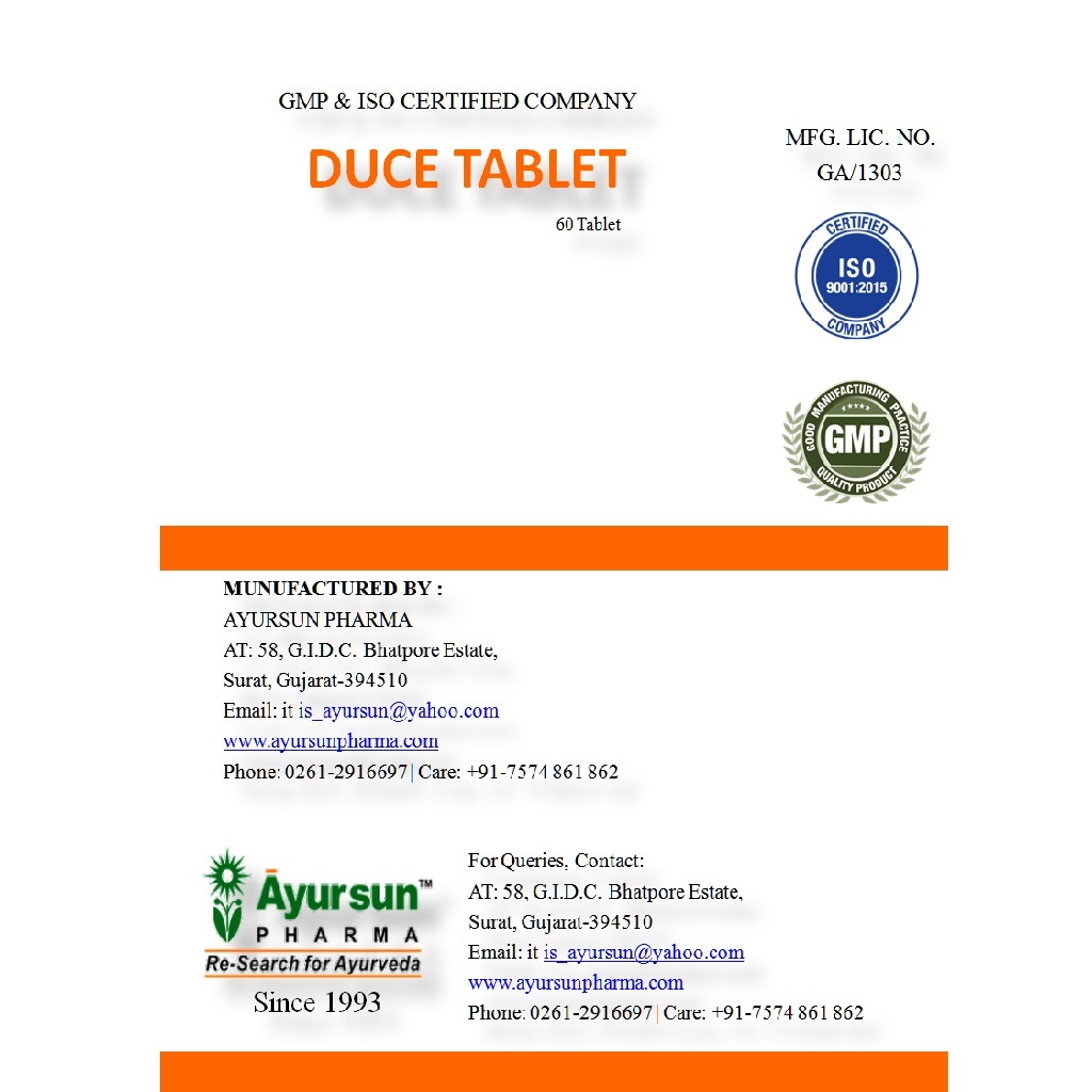 Ayurvedic Medicine For Any Origin - Duce Tablet