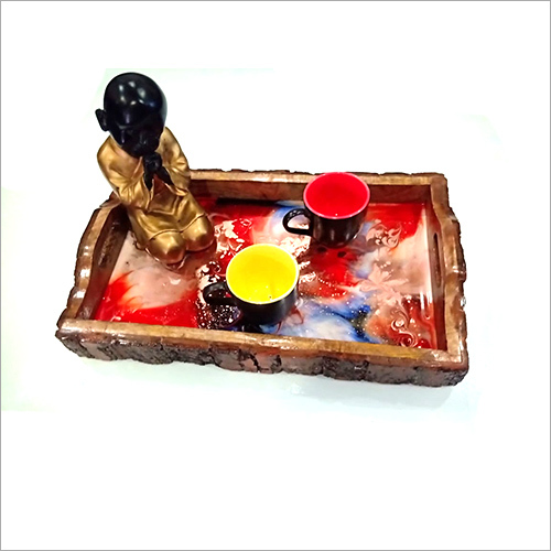 Wood Tray With Water Decal Mango Bakkal