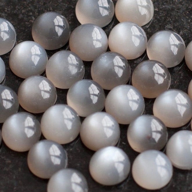 7mm Grey Moonstone Round Cabochon Loose Gemstones