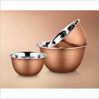 24 Cm Stainless Steel Deep Mixing Bowl Set - Stainless Steel, Mirror Polished With Copper Finish | Lightweight Design For Easy Handling & Serving