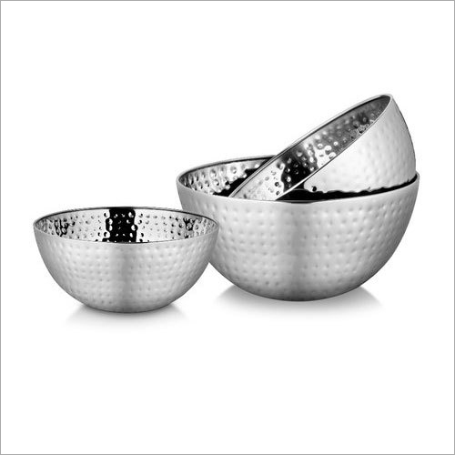 Silver 28 Cm Stainless Steel Salad Bowl Set