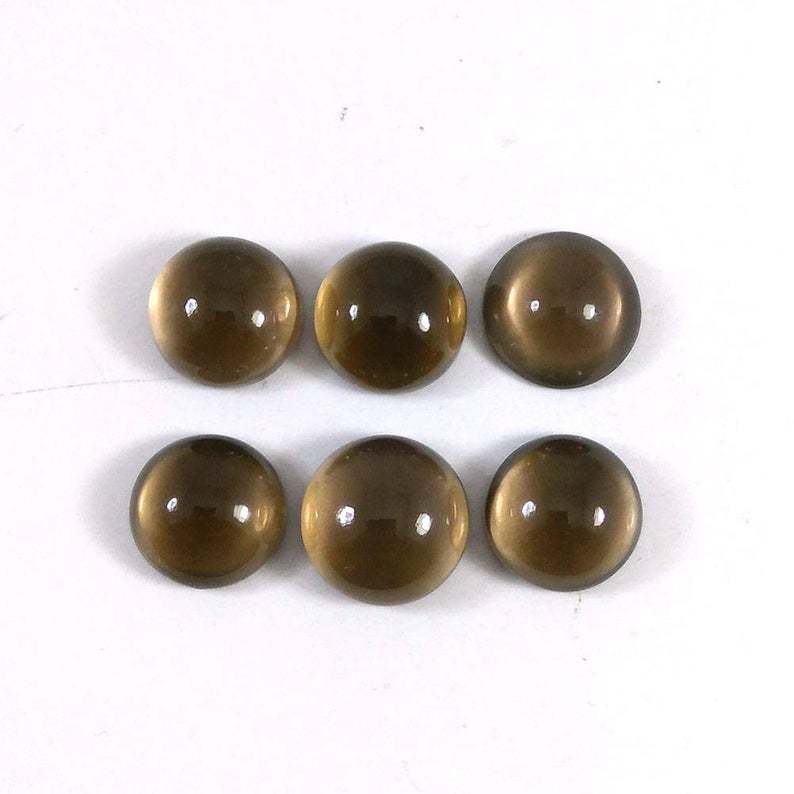9mm Smoky Quartz Round Cabochon Loose Gemstones