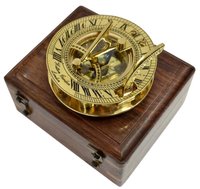 Brass Round Sundial Compass with Box