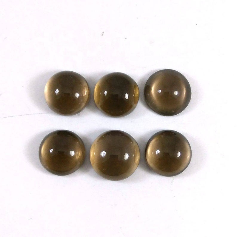 12mm Smoky Quartz Round Cabochon Loose Gemstones
