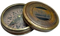 Iburnia Warship Brown Antique Brass Compass With Lid & Leather Case