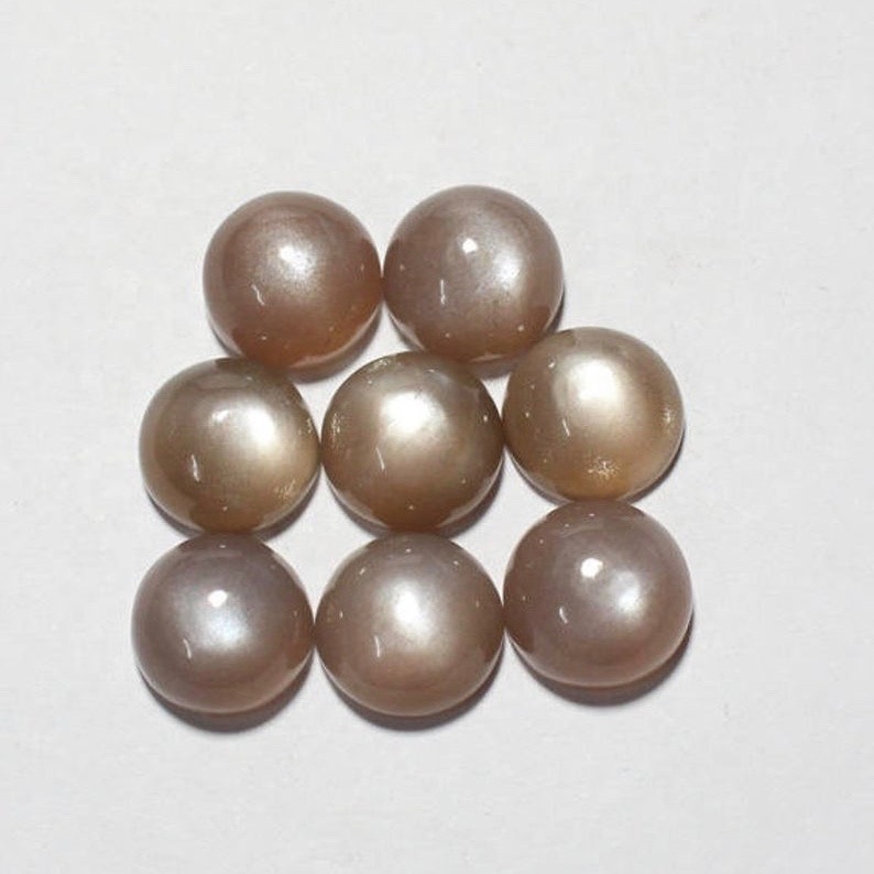 8mm Brown Moonstone Round Cabochon Loose Gemstones