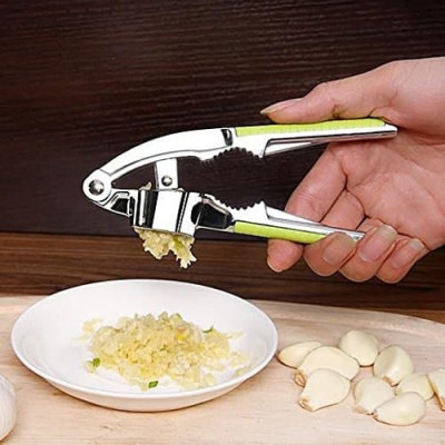 New Steel Garlic Press With Yellow Handle
