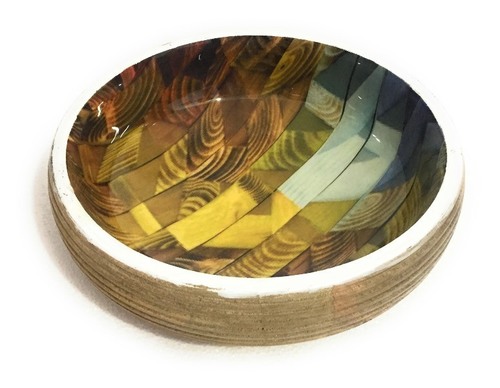 Lacquered Table Top Wood Bowl