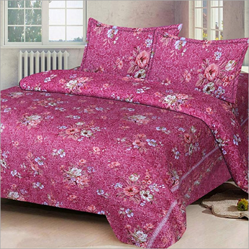 Washable Pink Printed Bed Sheet