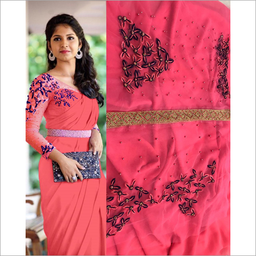 Ladies Pink Saree