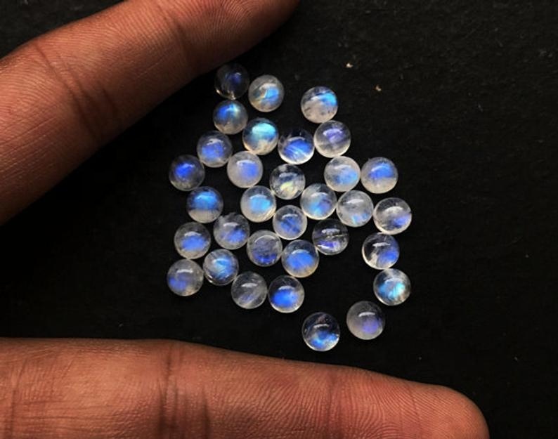 5mm Rainbow Moonstone Round Cabochon Loose Gemstones