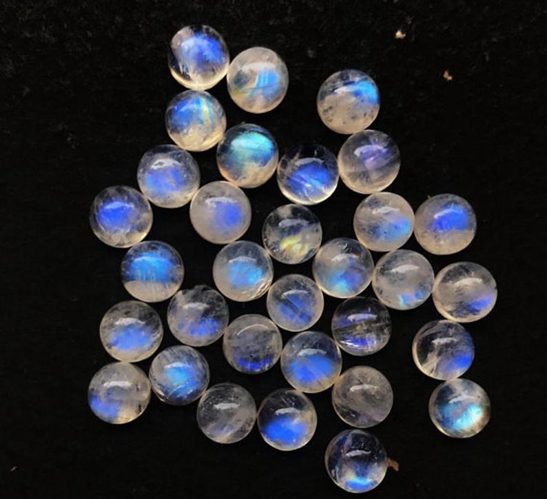 8mm Rainbow Moonstone Round Cabochon Loose Gemstones