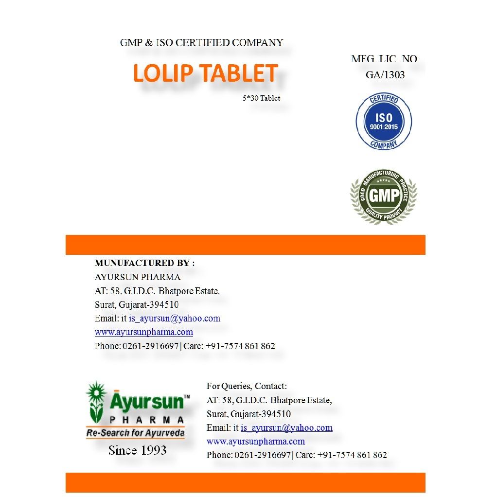 Ayurvedic Tablet For Higher Lipid Phosphate-Lolip Tablet