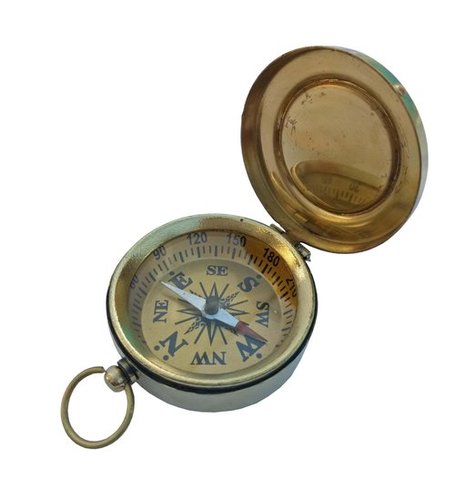Brass Flat Compass With Golden Dial