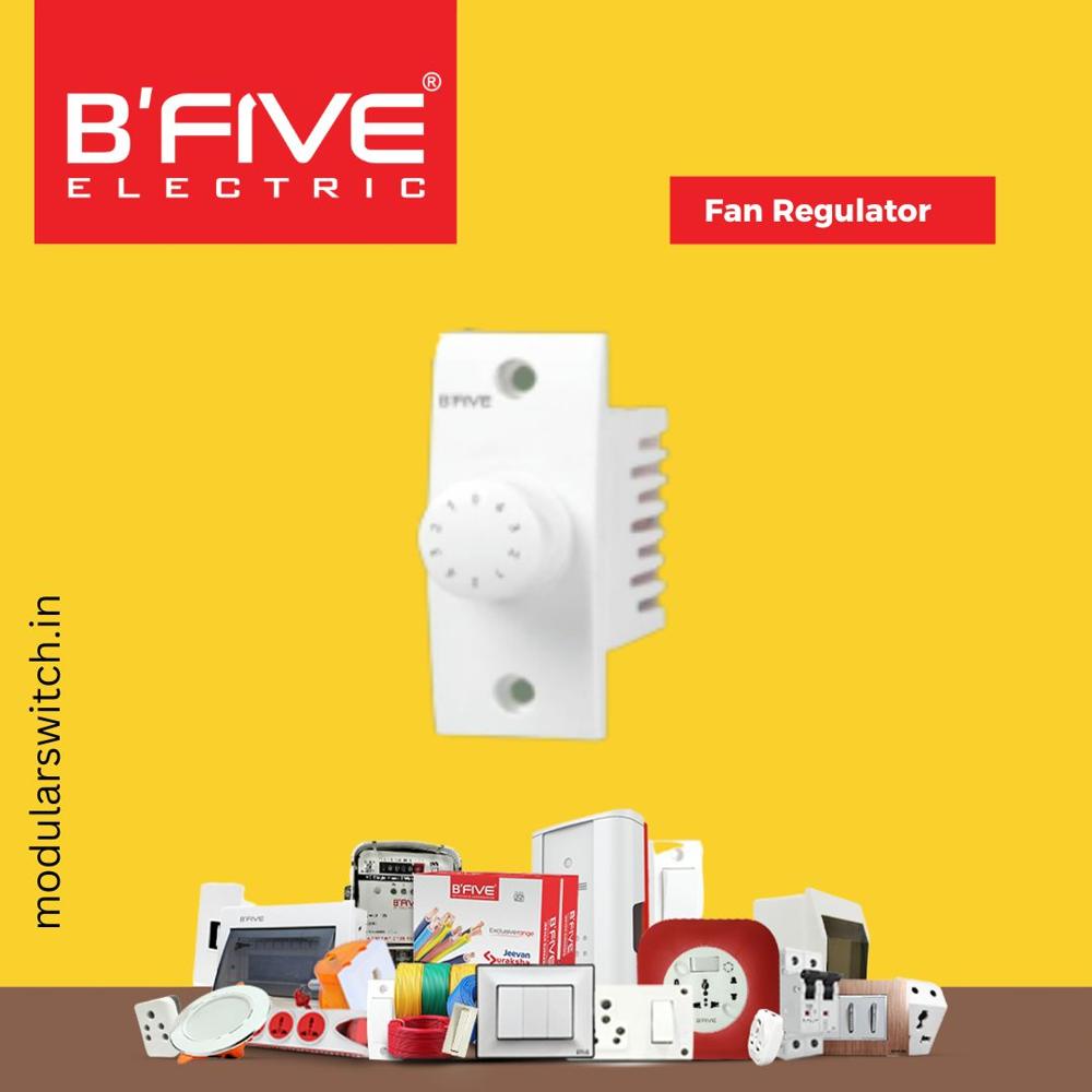 4 Step Regulator - Polycarbonate, 1 Module | 240V, 80W, Hum Free Operation, 8,000 Cycles, Glossy White Finish, Soft Control Rotary Switch