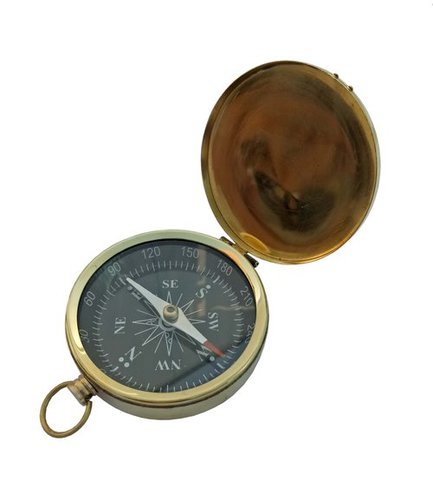 Golden Dial Nautical Flat Compass With Chain