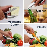 Clever Cutter - Stainless Steel, 8 Inches Long, 0.5 Lbs Weight | 2 Blades, Locking Safety Hinge, Multi-function For Slicing, Cutting, And Chopping