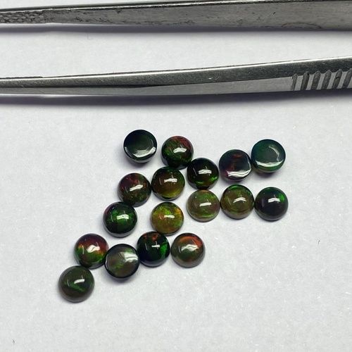 3mm Black Ethiopian Opal Round Cabochon Loose Gemstones