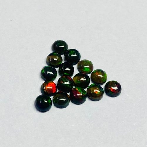 4mm Black Ethiopian Opal Round Cabochon Loose Gemstones