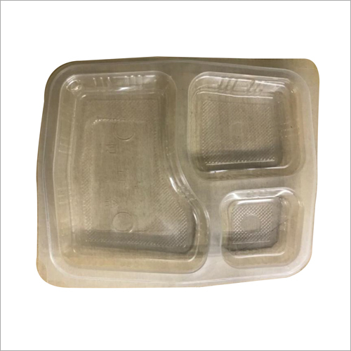 PP 3 Compartment Tray - PET, PVC, HIPS Material | Clear Color, Soft Hardness, Rectangular Shape - Versatile Metal Tray