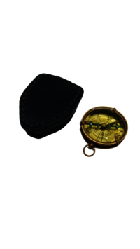 Antique Flat Compass With Leather Case