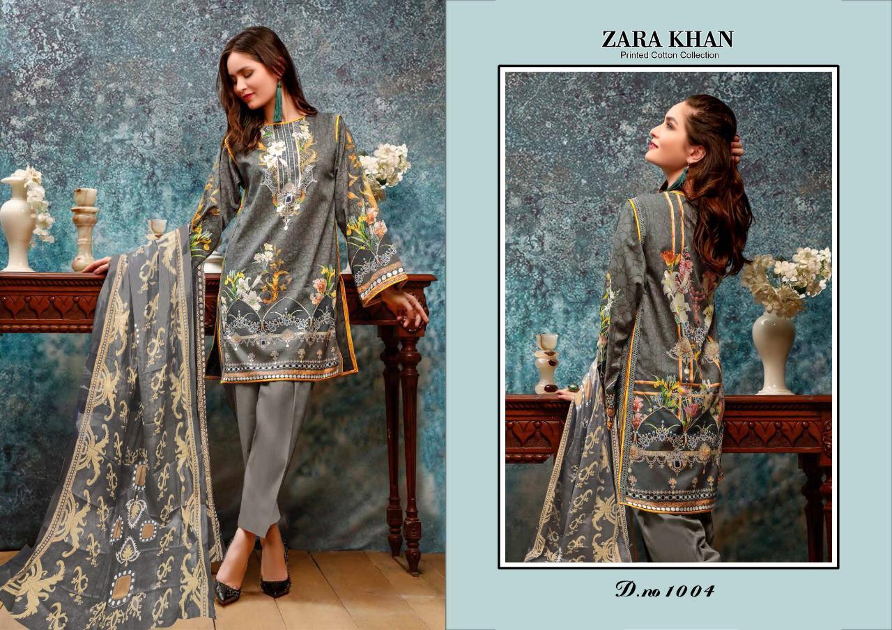 Zara Khan Cotton Karachi Printed Dress Material Catalog