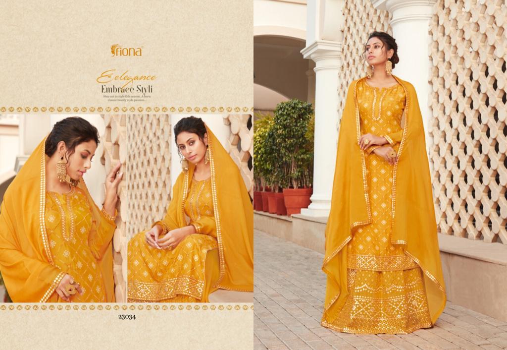 Fiona Ruhi Chinon Embroidered With Work Designer Suit Catalog