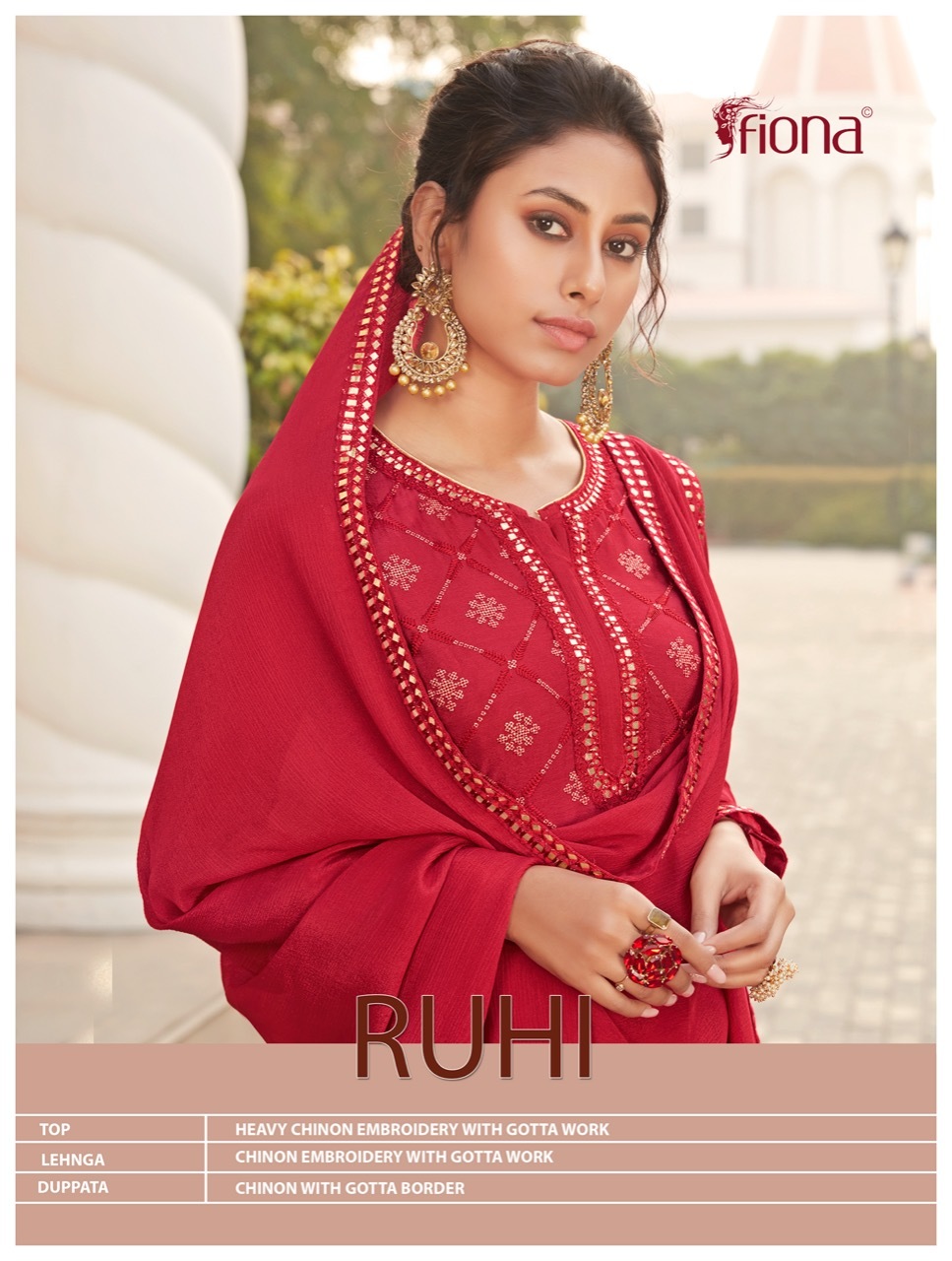 Fiona Ruhi Chinon Embroidered With Work Designer Suit Catalog