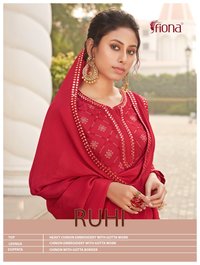 Fiona Ruhi Chinon Embroidered With Work Designer Suit Catalog