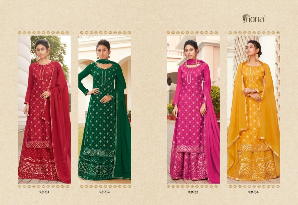 Fiona Ruhi Chinon Embroidered With Work Designer Suit Catalog