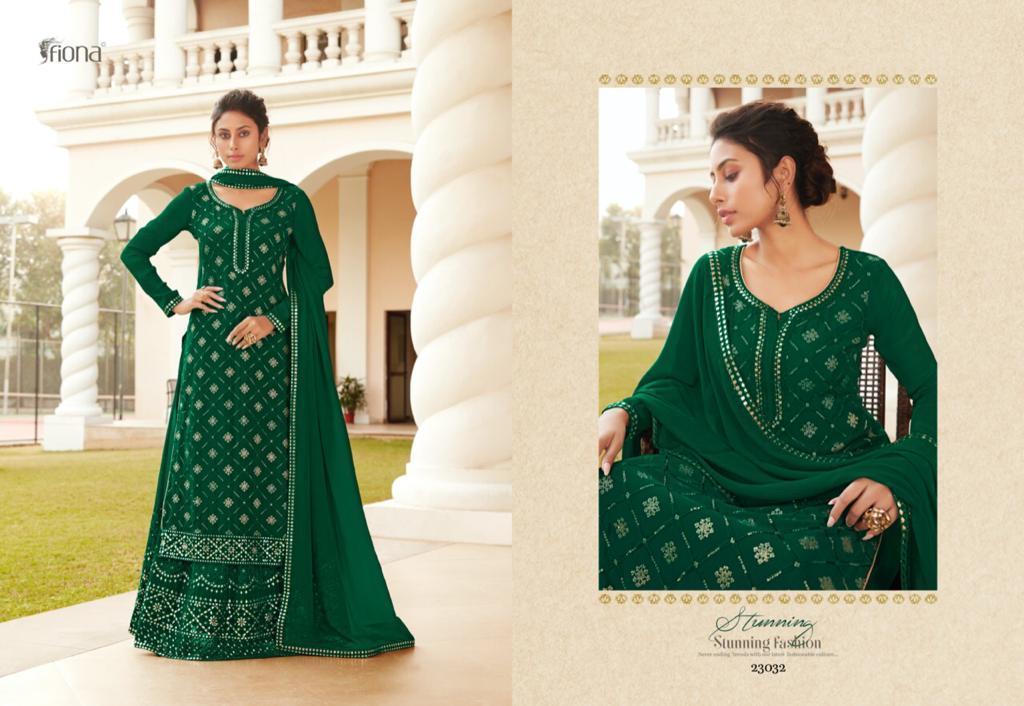 Fiona Ruhi Chinon Embroidered With Work Designer Suit Catalog