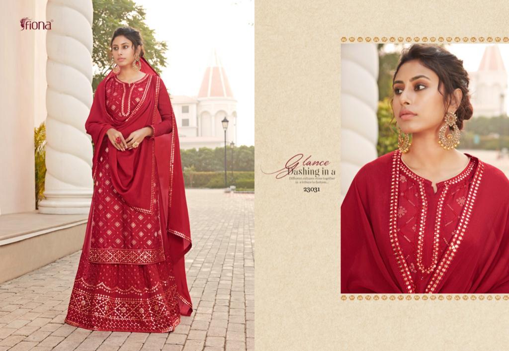 Fiona Ruhi Chinon Embroidered With Work Designer Suit Catalog