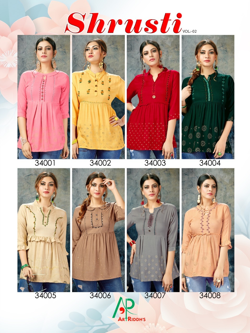Artriddhs Shrusti vol 2 Rayon Slub Handwork Western tops CatalogArtriddhs Shrusti Vol 2 Rayon Slub Handwork Western Tops Catalog