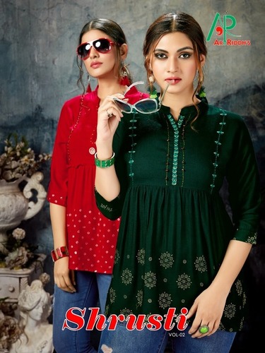 Artriddhs Shrusti Vol 2 Rayon Slub Handwork Western Tops Catalog