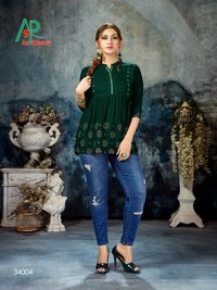 Artriddhs Shrusti Vol 2 Rayon Slub Handwork Western Tops Catalog
