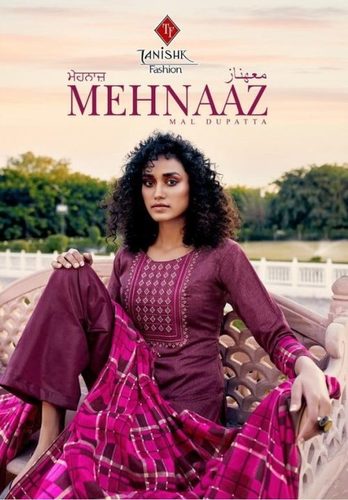 Tanishk Fashion Mehnaaz Jam Cotton Embroidered Dress Material Catalog