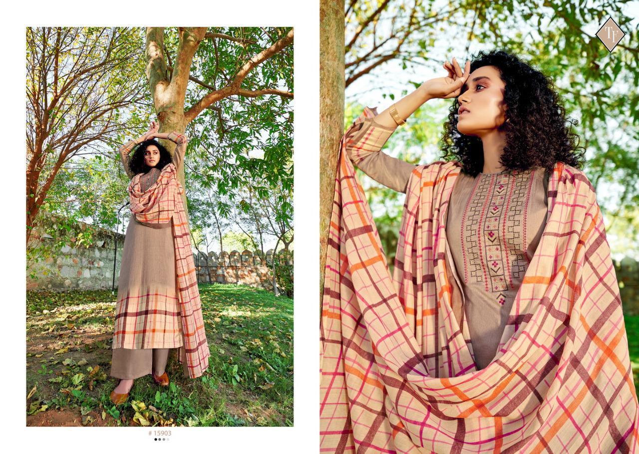 Tanishk Fashion Mehnaaz Jam Cotton Embroidered Dress Material Catalog