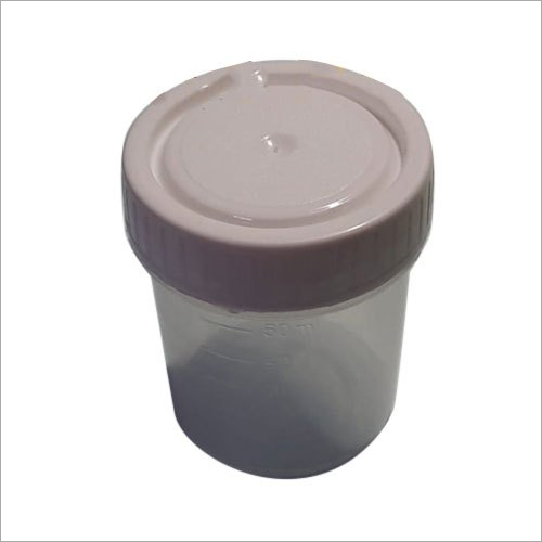 50 G Urine Test Container - Polypropylene, Round Shape, Transparent Color | Leak Proof, Eco-Friendly, Embossed Name and Date for Easy Tracking
