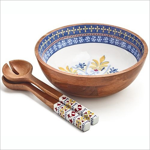 Wooden Bowl With Decal sticker meena