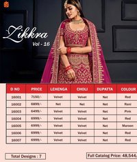 Zikkra Vol 16 Velvet Designer Bridal Lehenga Catalog Collection