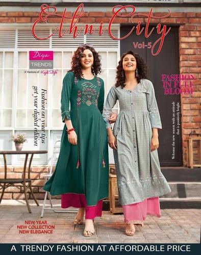 Diya Trendz Ethnicity Vol 5 Rayon With Embroidered and Classy Prints Kurti Catalog
