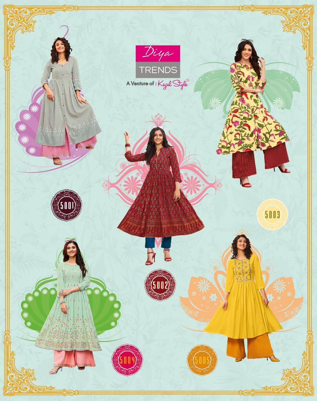 Diya Trendz Ethnicity Vol 5 Rayon With Embroidered and Classy Prints Kurti Catalog