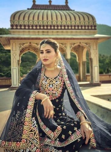 Amyra Designer Noor Georgette With Work Sharara Style Salwar Suit Catalog