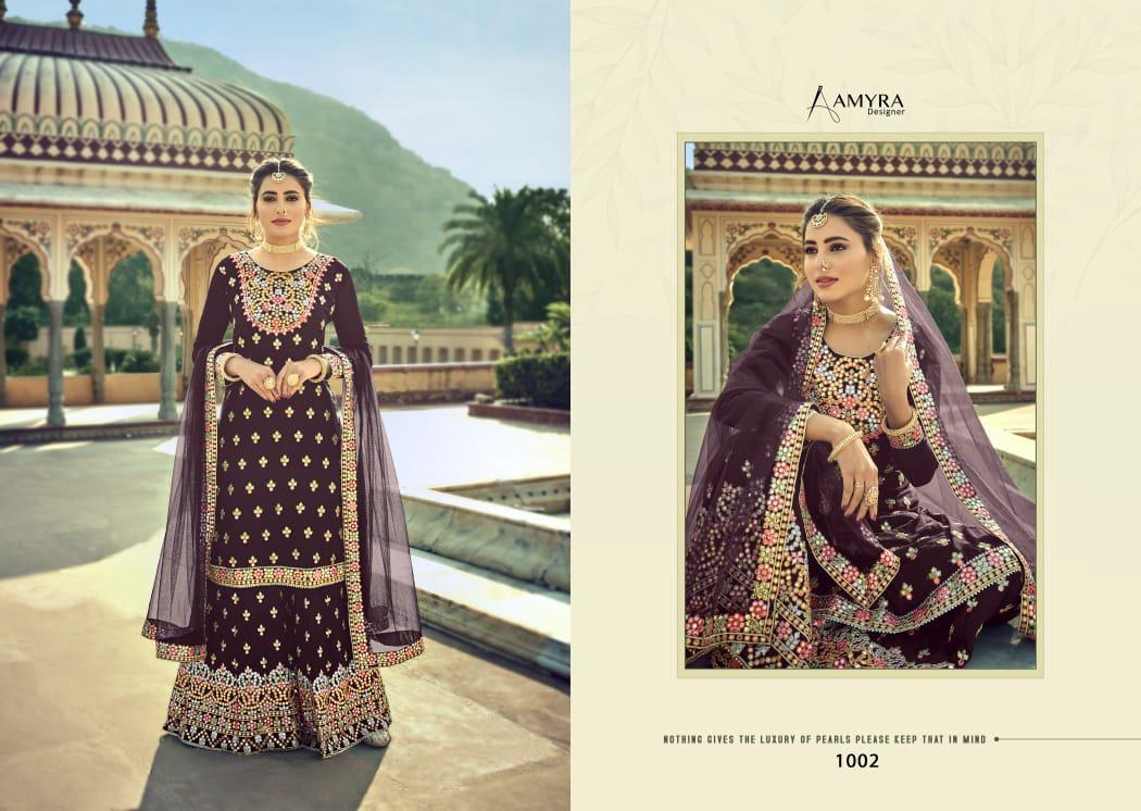 Amyra Designer Noor Georgette With Work Sharara Style Salwar Suit Catalog