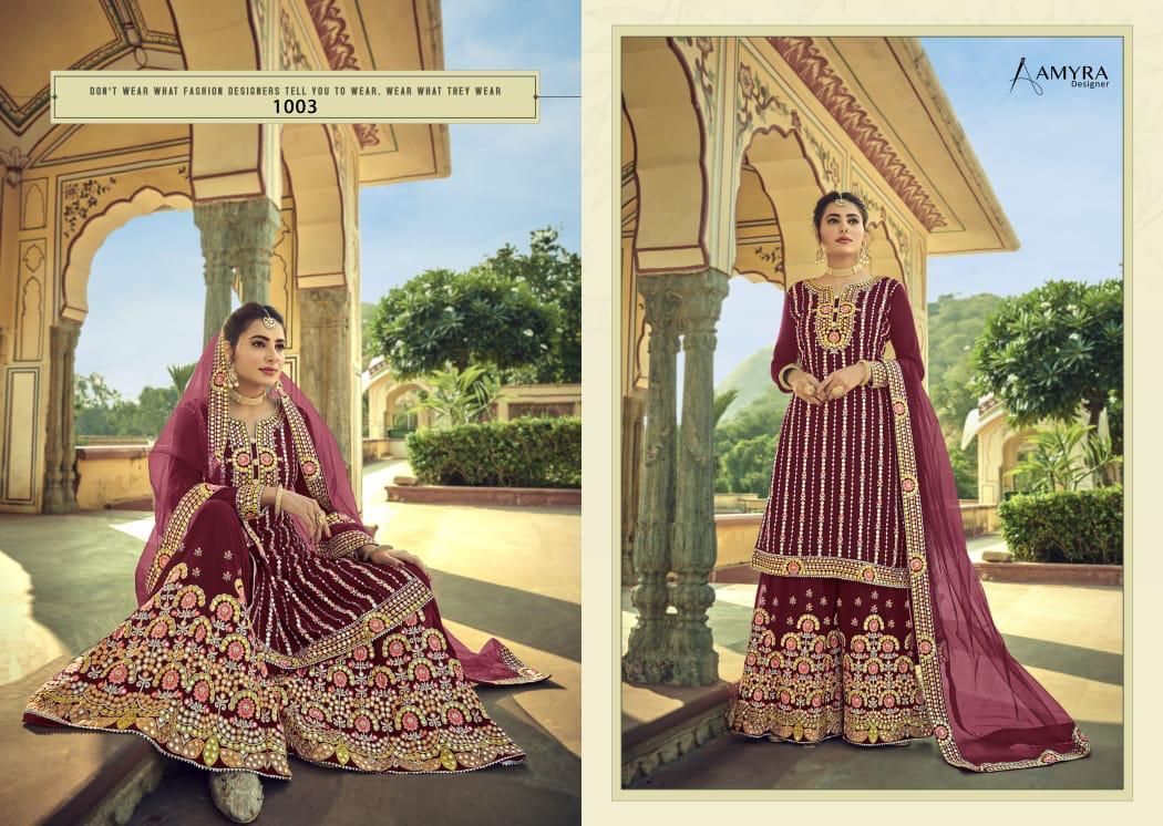 Amyra Designer Noor Georgette With Work Sharara Style Salwar Suit Catalog